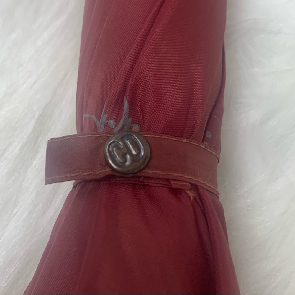 Christian Dior Logo Folding Umbrella Burgundy Vintage Parapluie Quiet Luxury Y2k - Picture 6 of 10